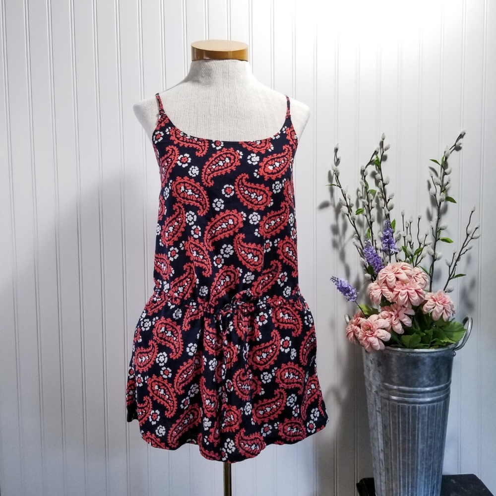[aerie] nwot navy & orange paisley romper